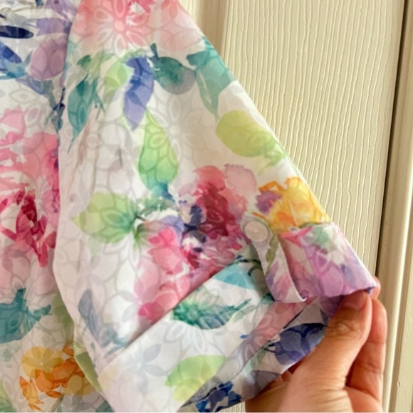 Alfred Dunner Button Up Shirt Small Multi‎ Pastel Floral Cottagecore Y2K Summer - Picture 6 of 17